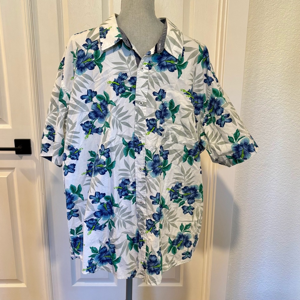 RUGBY UNIVERSITY‎ Men’s Short Sleeve HAWAIIAN PRINT Shirt SIZE 2X 100% Cotton